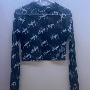 Misguided Playboy Long Sleeve Mesh Top